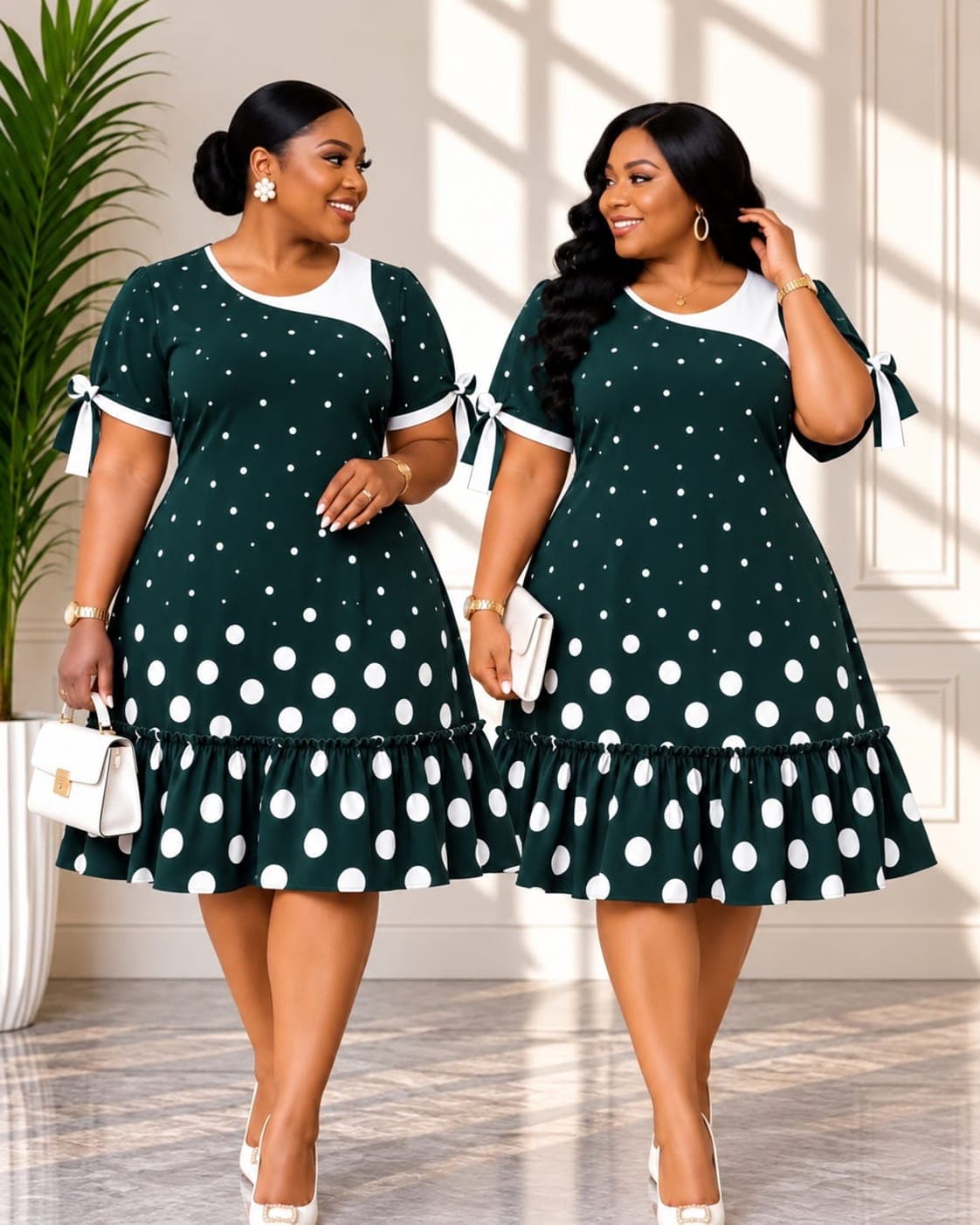 Polka Dot Contrast Dress