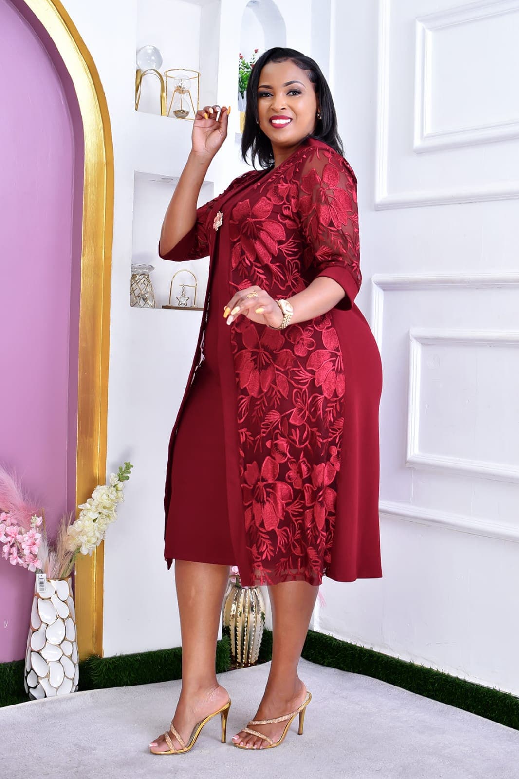 Lace Sleeve Sheath Dress